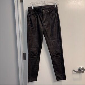 7 For All Mankind Black Metallic High Waist Ankle Gwenevere Jeans